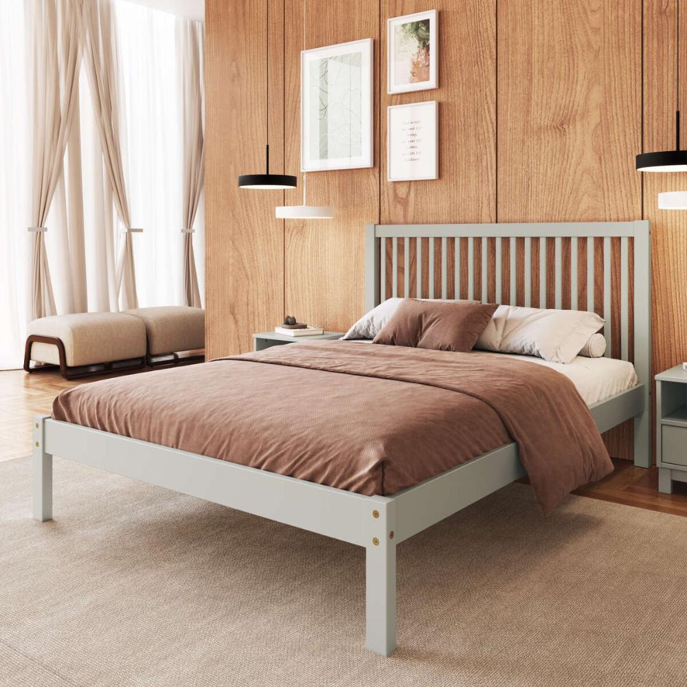 Cama de Casal de Madeira Maciça para Colchão 138x188cm Multimóveis CR35276 - Verde Frost
