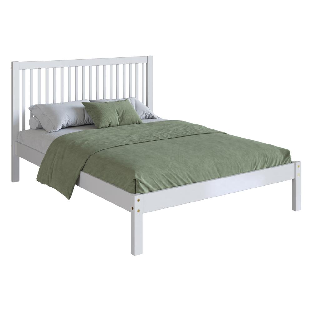 Cama de Casal de Madeira Maciça para Colchão 138x188cm Multimóveis CR35276 Branco