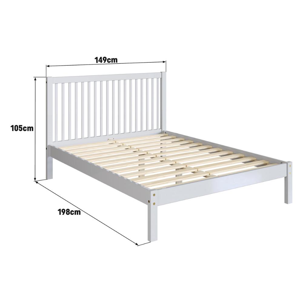 Cama de Casal de Madeira Maciça para Colchão 138x188cm Multimóveis CR35276 Branco