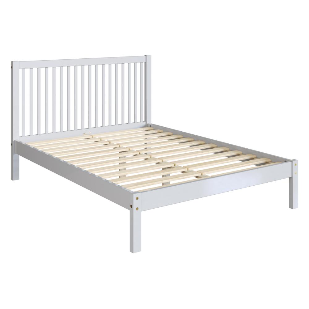 Cama de Casal de Madeira Maciça para Colchão 138x188cm Multimóveis CR35276 Branco