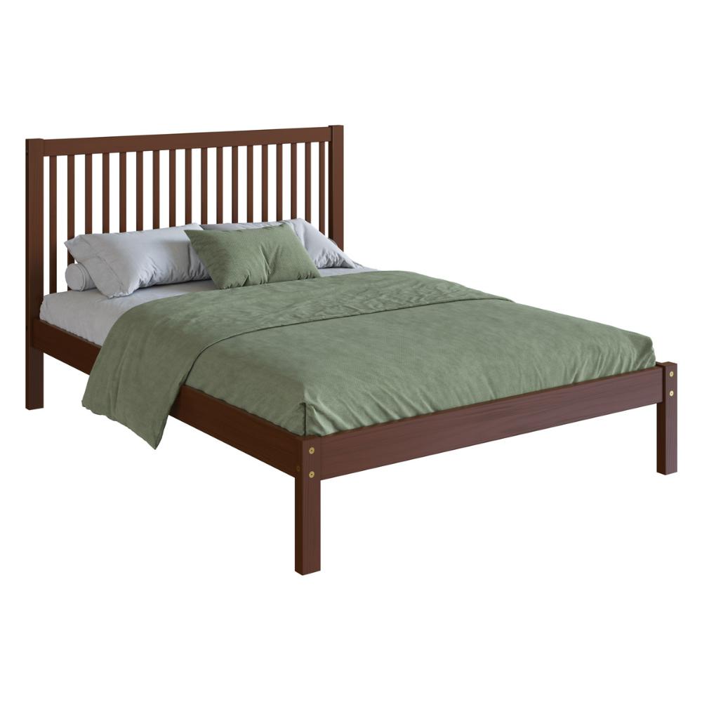Cama de Casal de Madeira Maciça para Colchão 138x188cm Multimóveis CR35276 Walnut