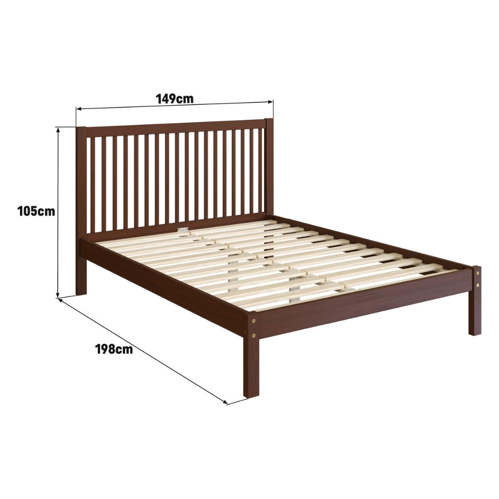 Cama de Casal de Madeira Maciça para Colchão 138x188cm Multimóveis CR35276 Walnut