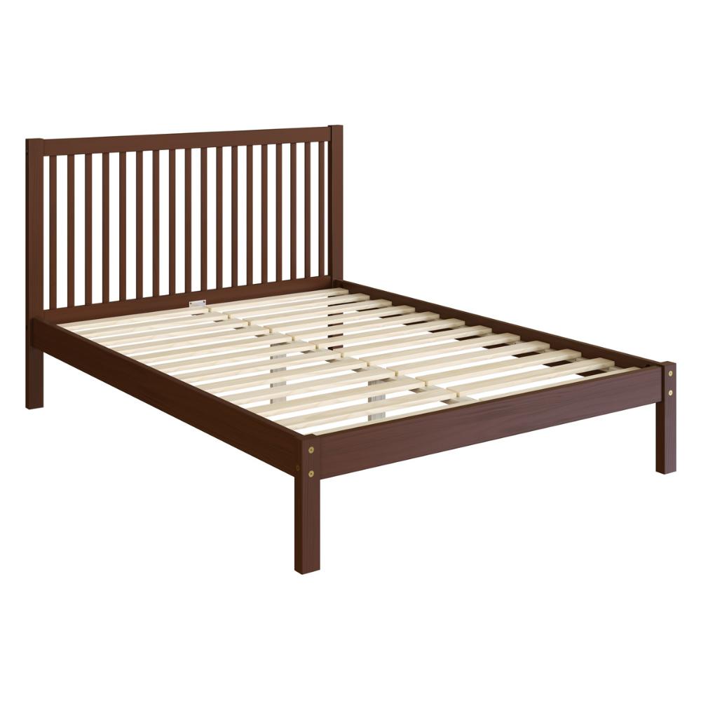 Cama de Casal de Madeira Maciça para Colchão 138x188cm Multimóveis CR35276 Walnut