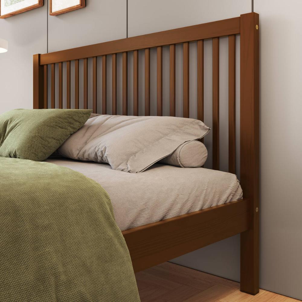 Cama de Casal de Madeira Maciça para Colchão 138x188cm Multimóveis CR35276 Walnut