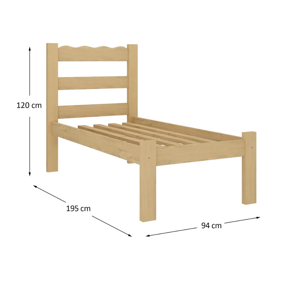 Cama de Solteiro Madeira Maciça com Colchão Incluso Multimóveis CR35256 - Natural