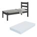 Cama de Solteiro Madeira Maciça com Colchão Incluso Multimóveis CR35256 Preto