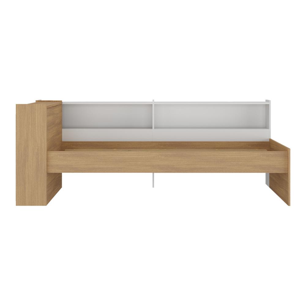 Cama de Solteiro com Colchão Incluso Baú Embutido e Prateleira Multimóveis MP4260 Rustic/Branco