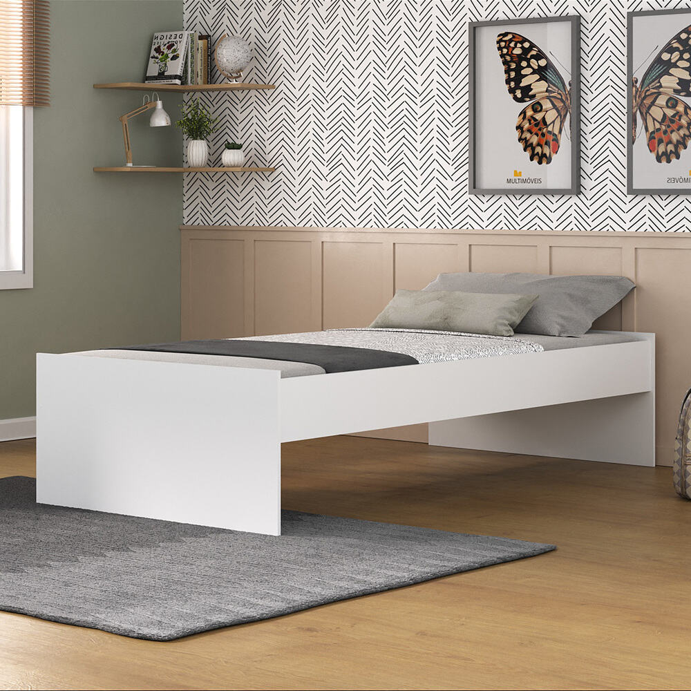 Cama de Solteiro com Colchão Incluso Dublin Multimóveis MP4039 Branca