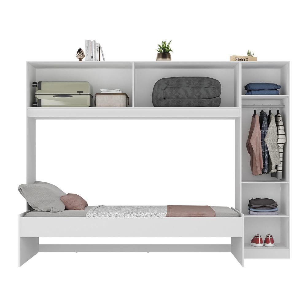 Cama de Solteiro com Guarda Roupa Dublin Multimóveis MP4031 Branca