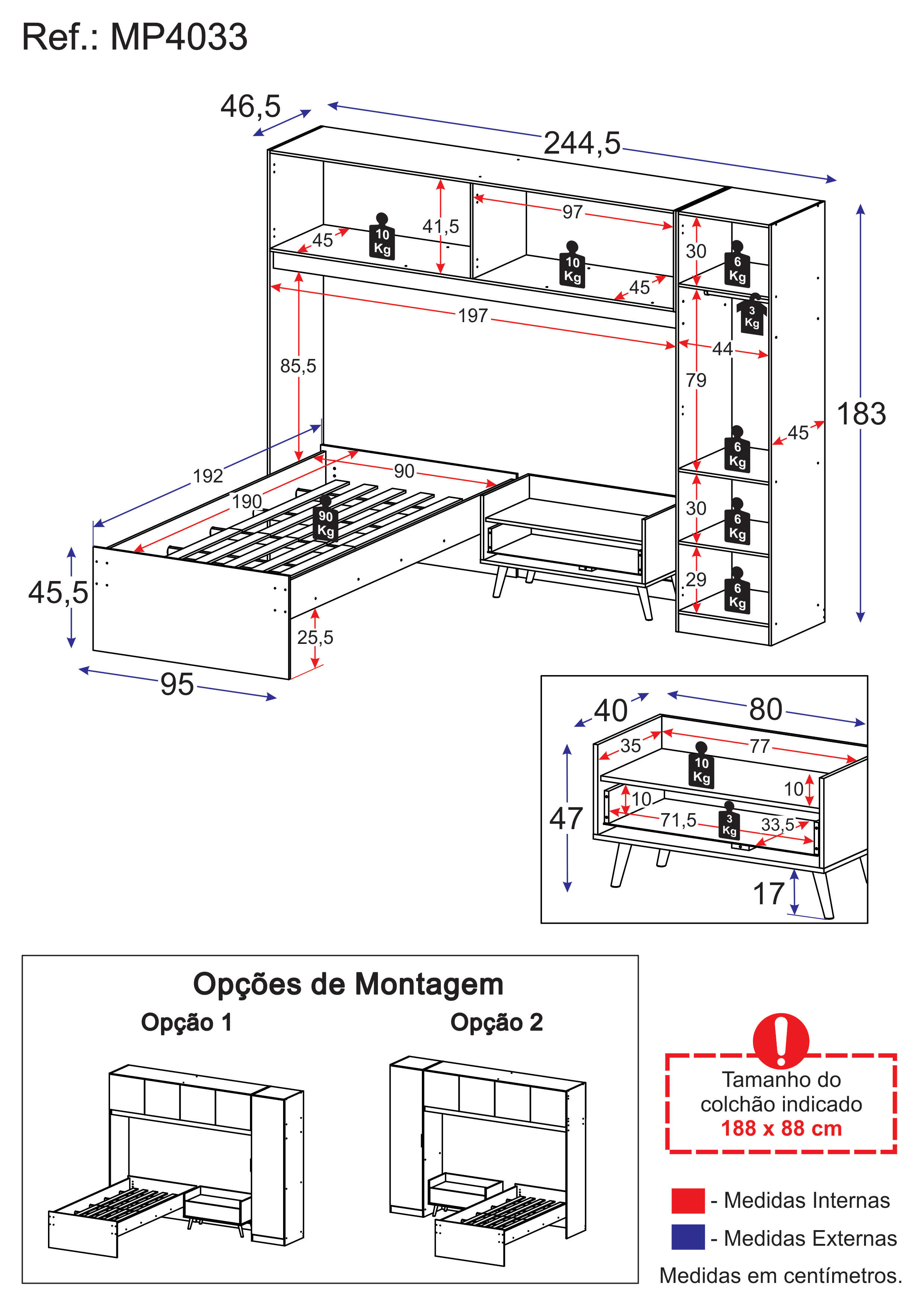 Cama de Solteiro com Guarda Roupa e Mesa de Cabeceira Retrô Dublin Multimóveis MP4033 Branca/Natural