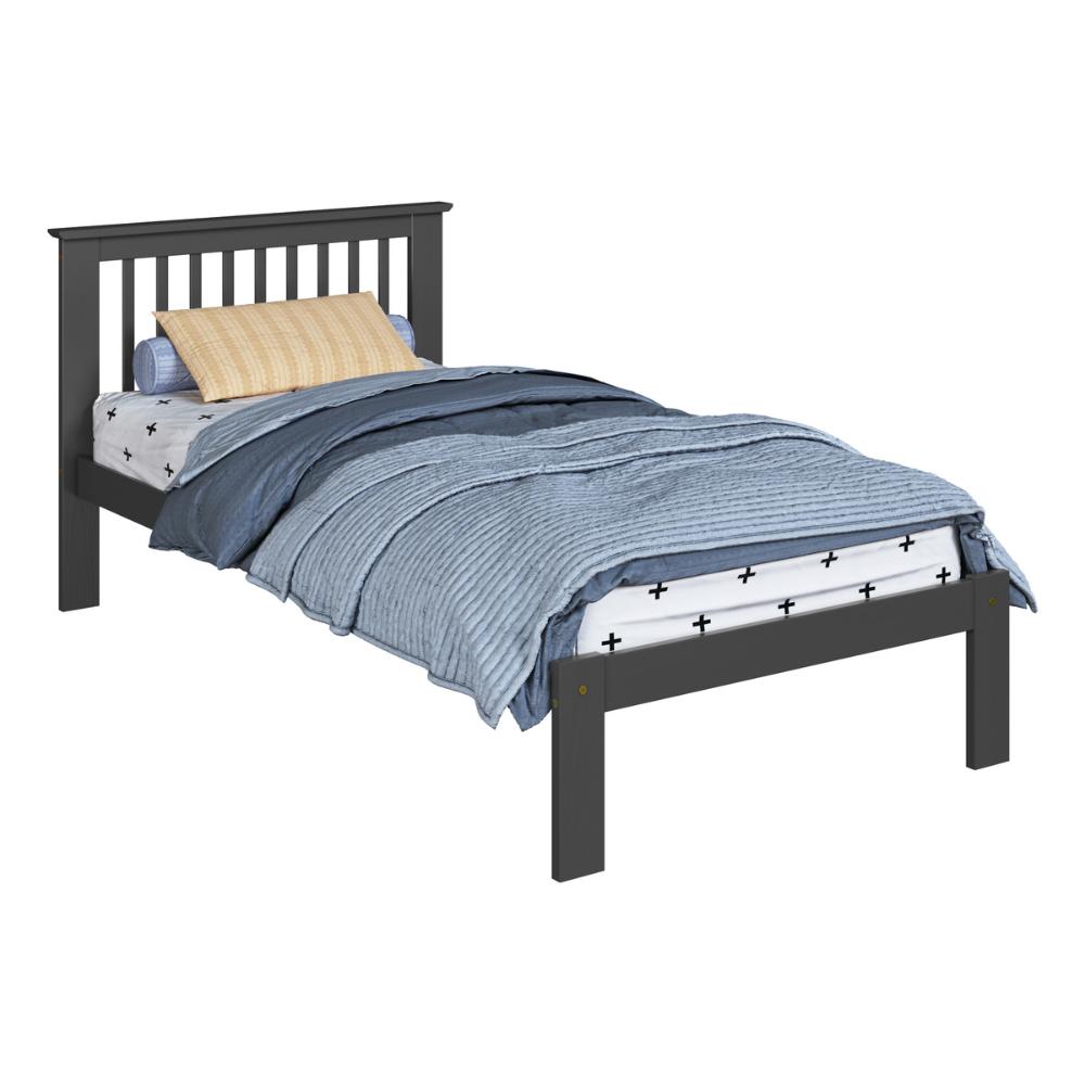 Cama de Solteiro de Madeira Maciça para Colchão 88x188cm Multimóveis CR35274 - Charcoal