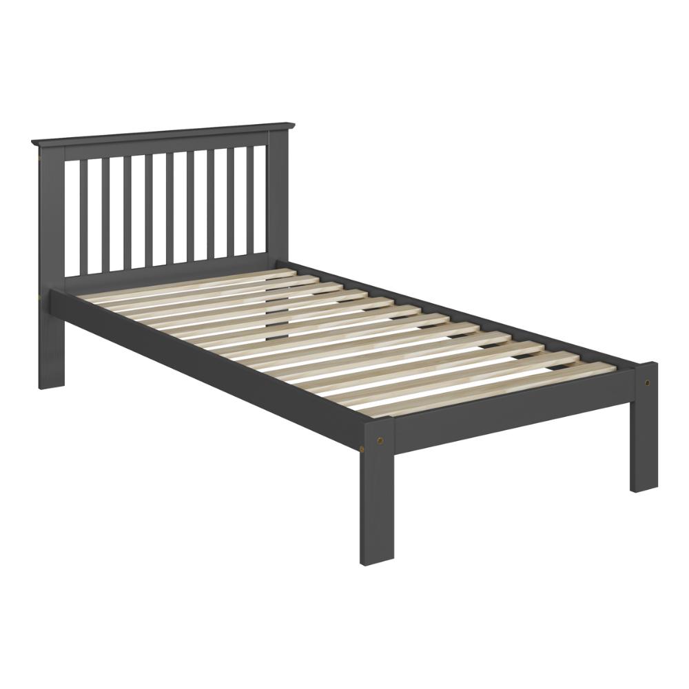 Cama de Solteiro de Madeira Maciça para Colchão 88x188cm Multimóveis CR35274 - Charcoal