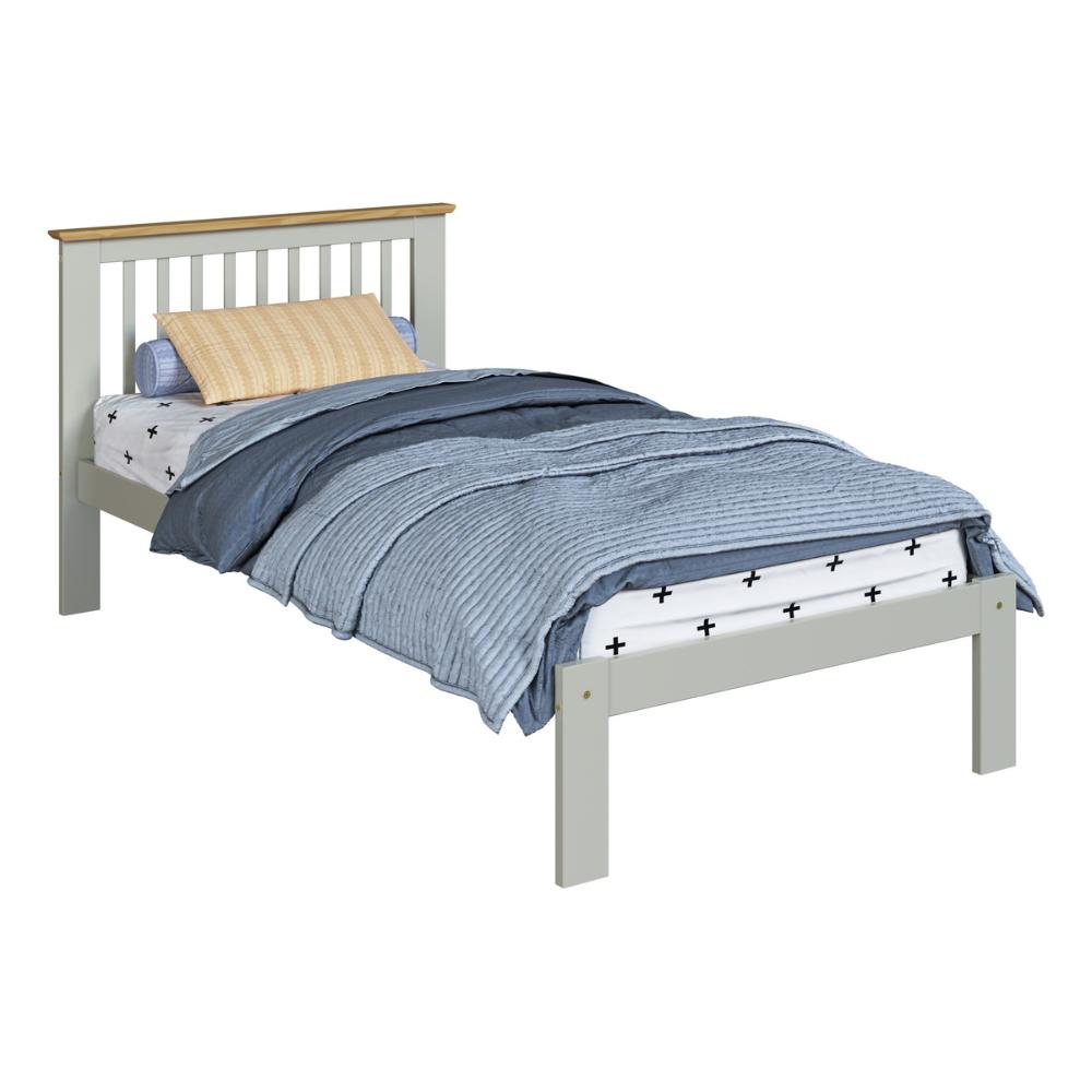 Cama de Solteiro de Madeira Maciça para Colchão 88x188cm Multimóveis CR35274 - Verde Frost/Oak