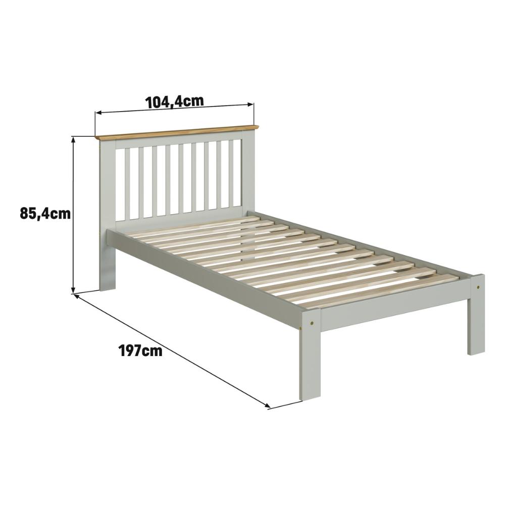 Cama de Solteiro de Madeira Maciça para Colchão 88x188cm Multimóveis CR35274 - Verde Frost/Oak
