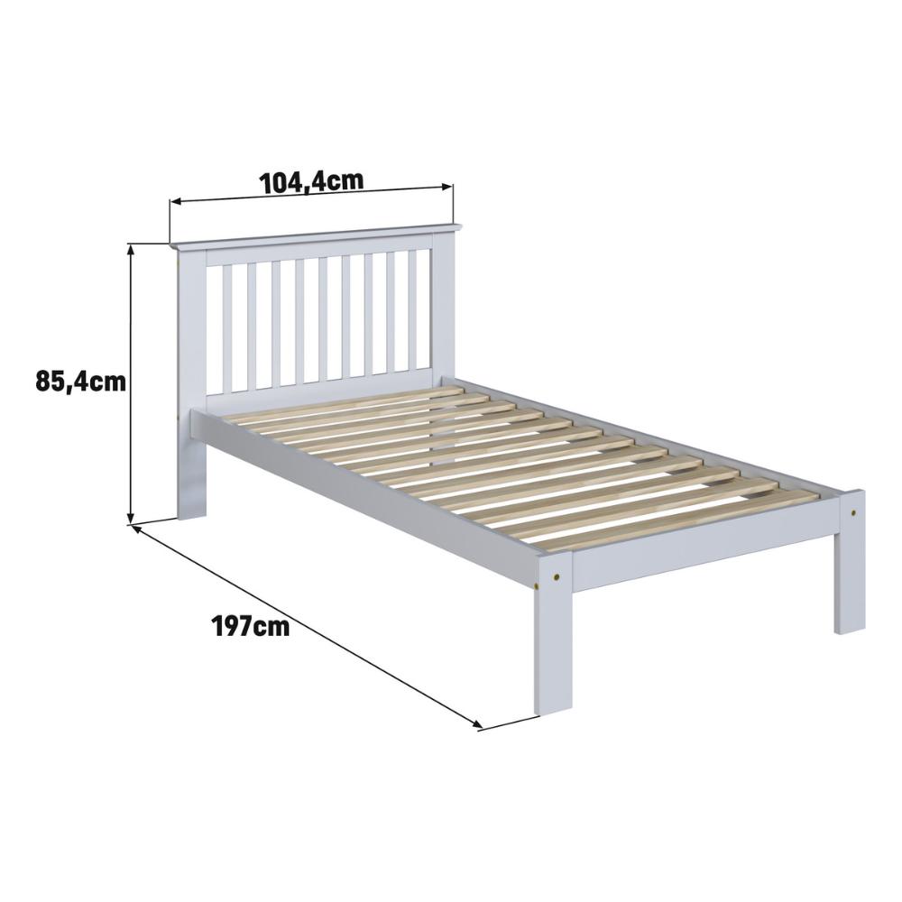 Cama de Solteiro de Madeira Maciça para Colchão 88x188cm Multimóveis CR35274 Branco
