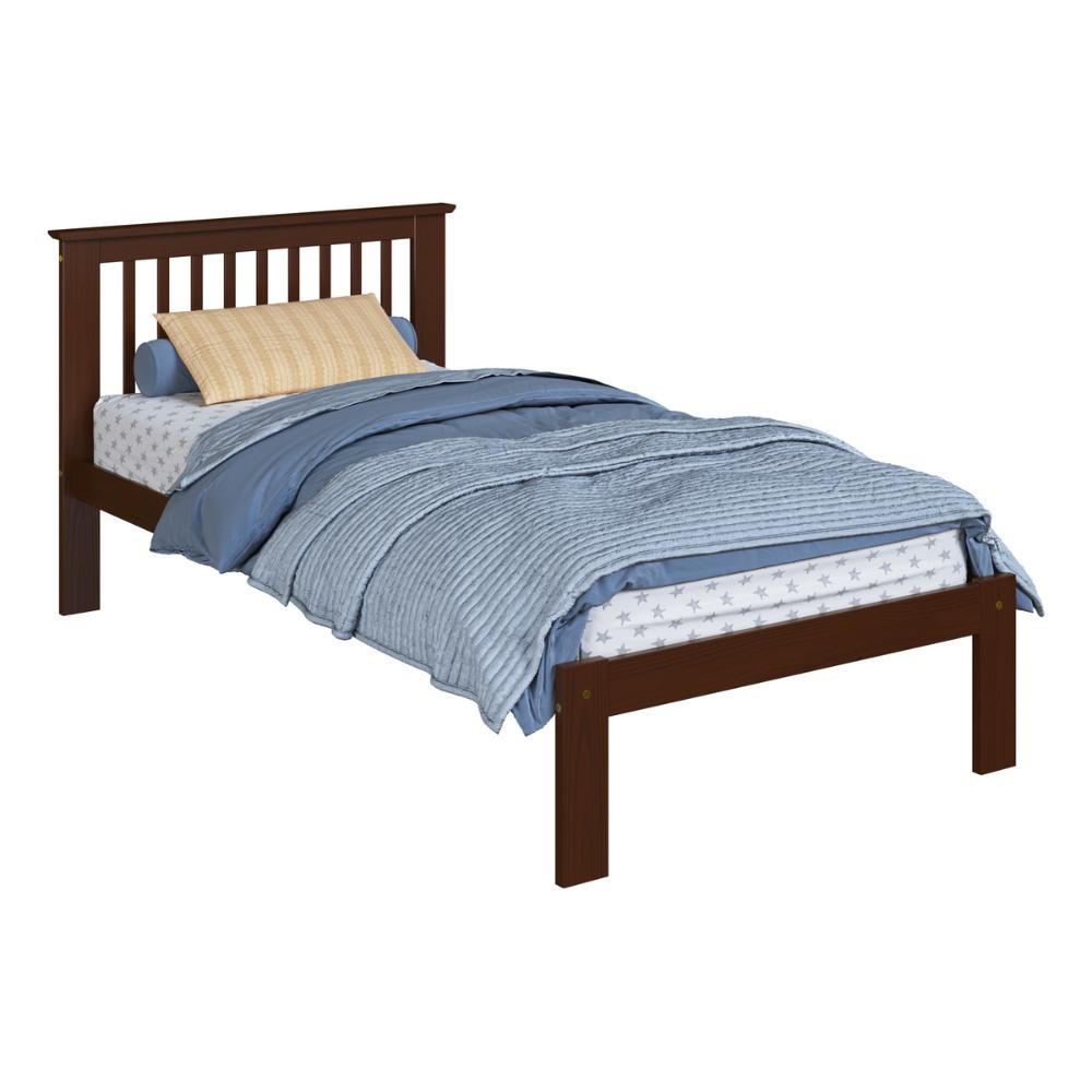 Cama de Solteiro de Madeira Maciça para Colchão 88x188cm Multimóveis CR35274 Walnut