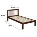 Cama de Solteiro de Madeira Maciça para Colchão 88x188cm Multimóveis CR35274 Walnut