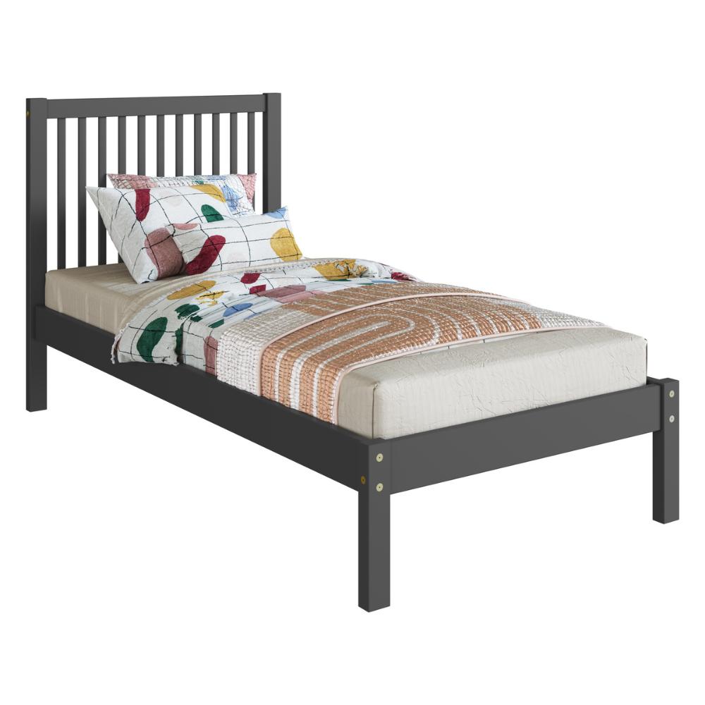 Cama de Solteiro de Madeira Maciça para Colchão 88x188cm Multimóveis CR35277 - Charcoal