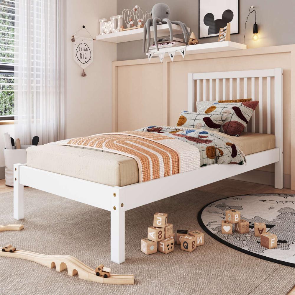 Cama de Solteiro de Madeira Maciça para Colchão 88x188cm Multimóveis CR35277 Branco