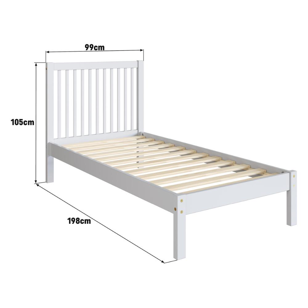 Cama de Solteiro de Madeira Maciça para Colchão 88x188cm Multimóveis CR35277 Branco