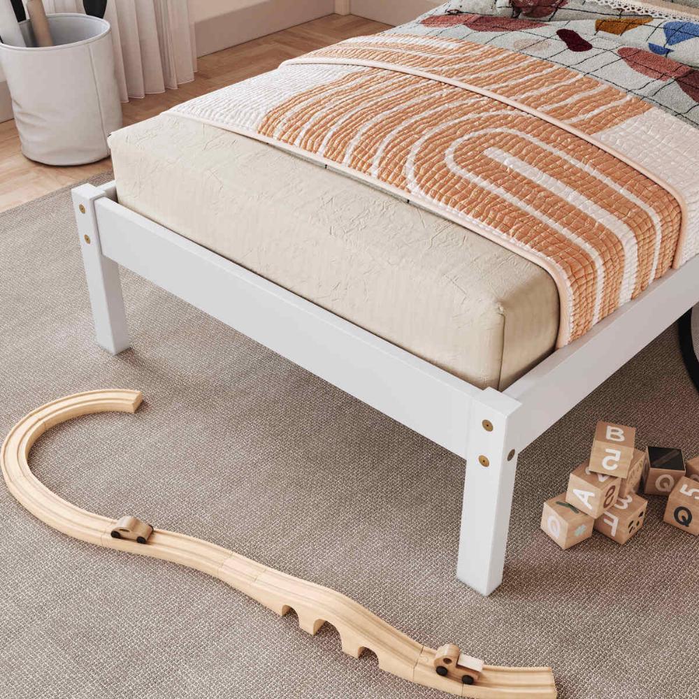 Cama de Solteiro de Madeira Maciça para Colchão 88x188cm Multimóveis CR35277 Branco