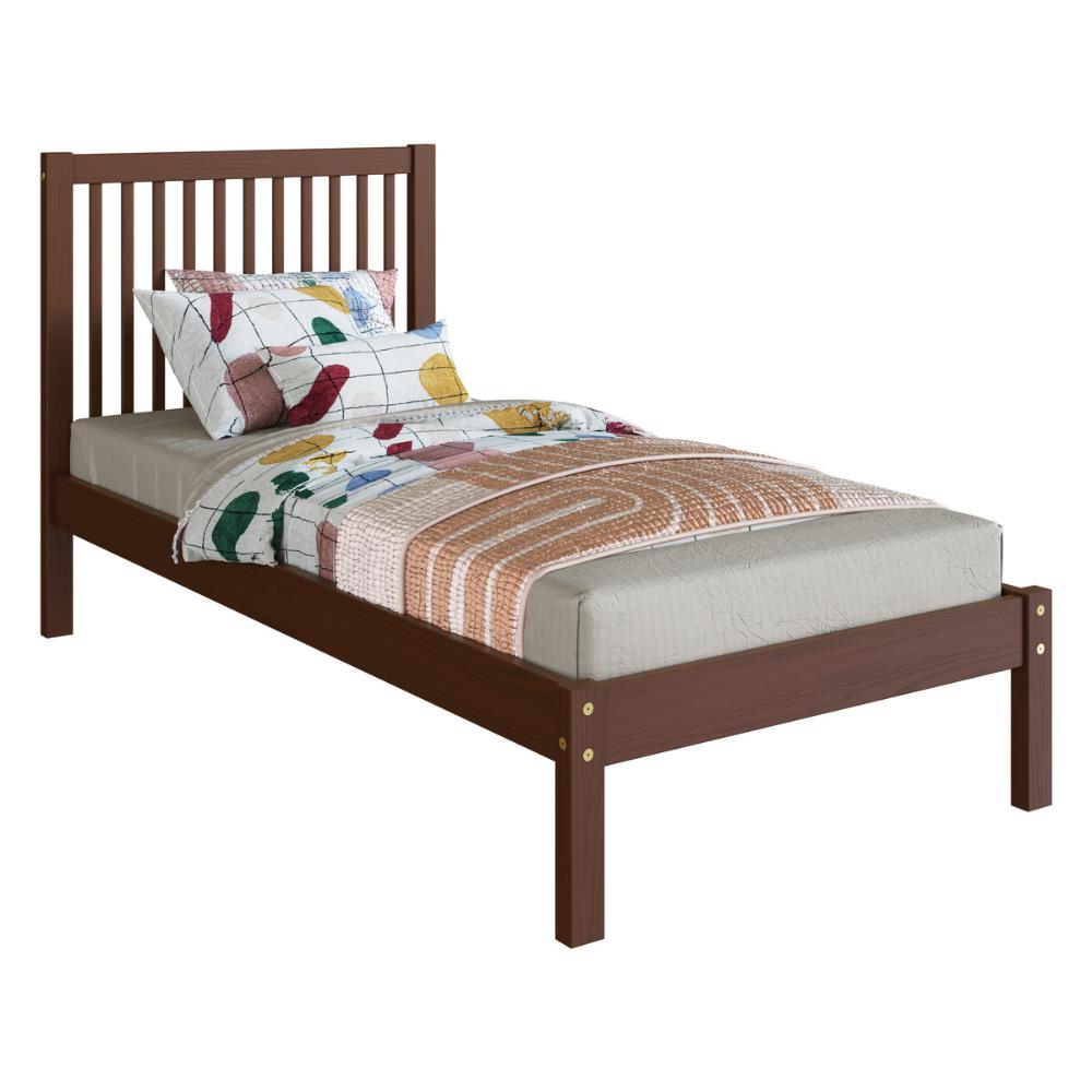 Cama de Solteiro de Madeira Maciça para Colchão 88x188cm Multimóveis CR35277 Walnut