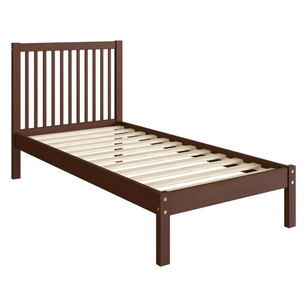 Cama de Solteiro de Madeira Maciça para Colchão 88x188cm Multimóveis CR35277 Walnut