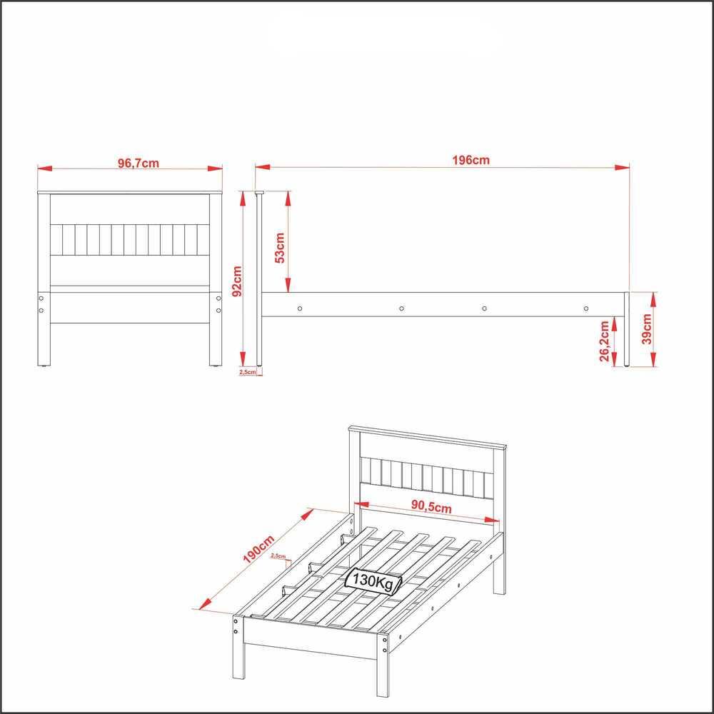 Cama de Solteiro para Colchão 88 x 188 cm Multimóveis CR35010 Amendoa/Branca