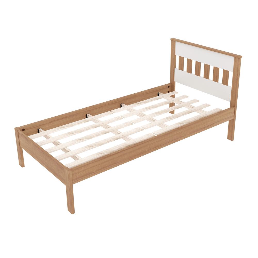 Cama de Solteiro para Colchão 88 x 188 cm Multimóveis CR35010 Amendoa/Branca