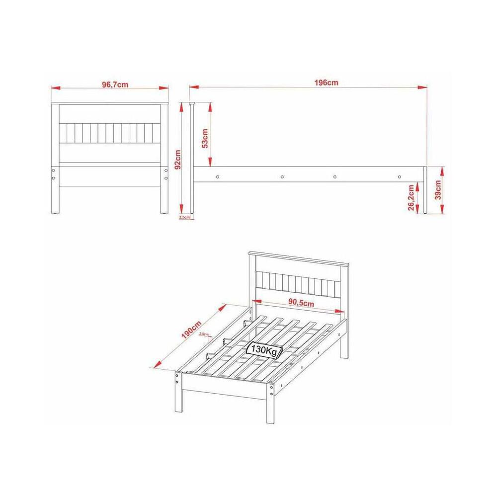 Cama de Solteiro para Colchão 88 x 188 cm Multimóveis CR35010 Branca
