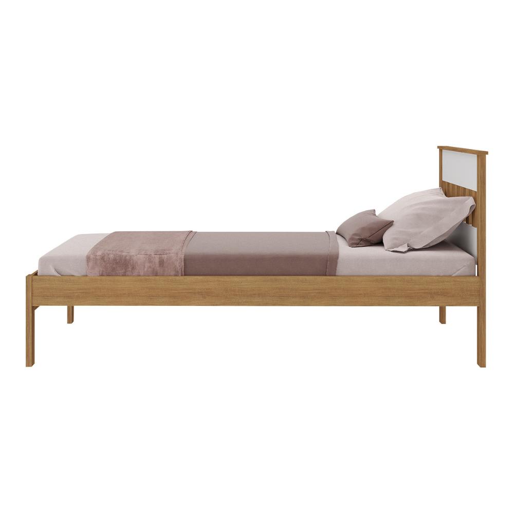 Cama de Solteiro para Colchão 88 x 188 cm Multimóveis CR35253 Amêndoa/Branco