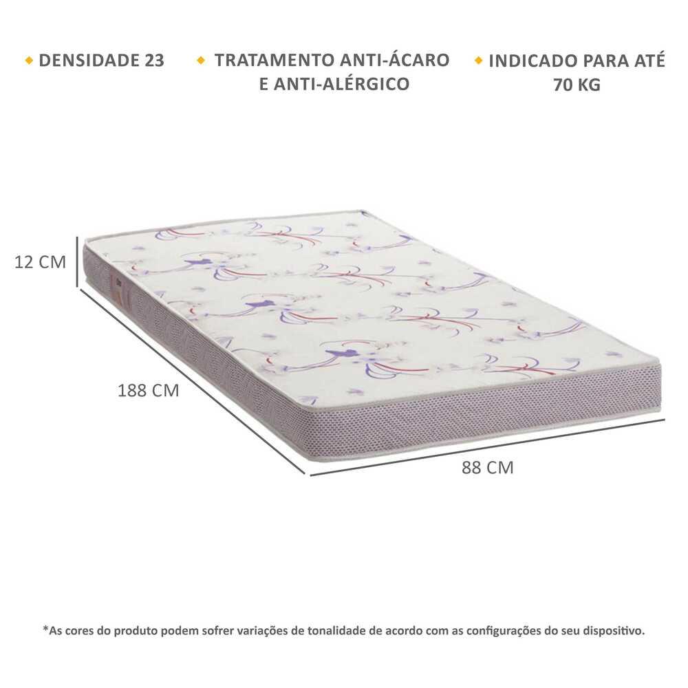 Colchão Solteiro para cama 188 x 88 cm Multimóveis