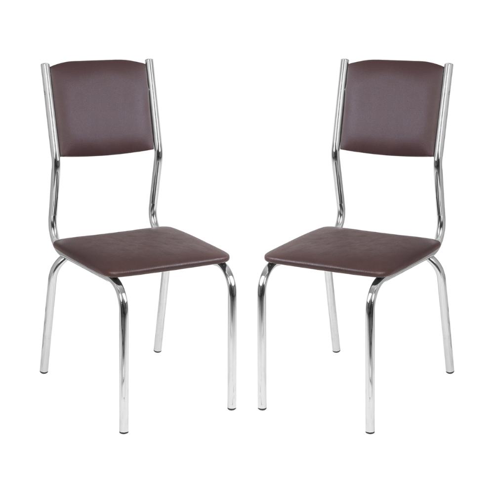 Conjunto 2 Cadeiras de Jantar Estofadas Multimóveis CR50132 Marrom