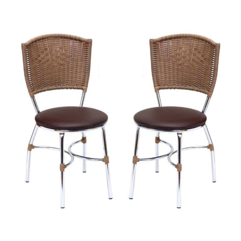Conjunto 2 Cadeiras de Jantar com Assento Estofado Multimóveis CR50131 Marrom
