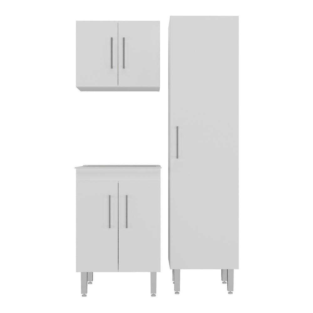 Conjunto Armários de Lavanderia com Gabinete e Tanque 45L Multimóveis CR30041 Branco