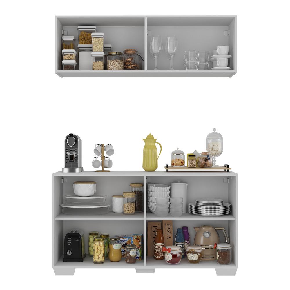 Conjunto Cantinho do Café Armário e Aparador 4 portas Multimóveis MP1085 Branco
