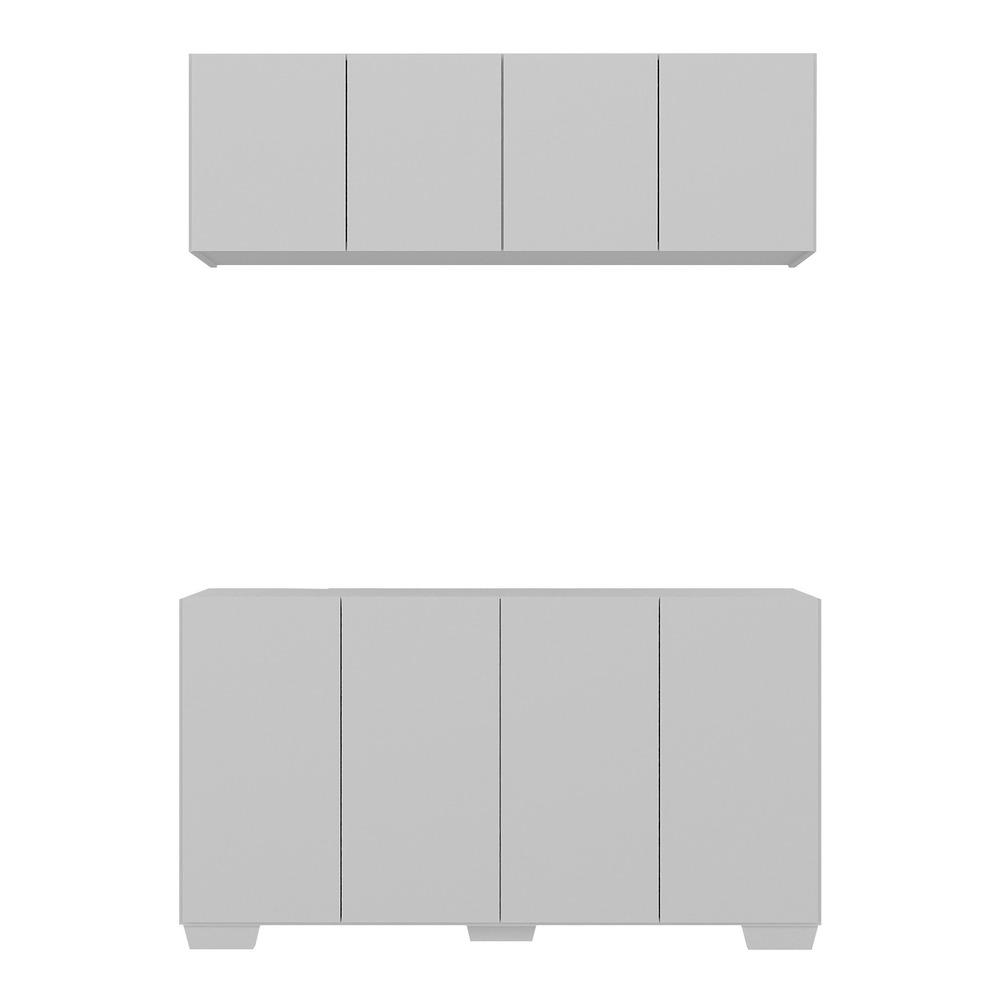 Conjunto Cantinho do Café Armário e Aparador 4 portas Multimóveis MP1085 Branco