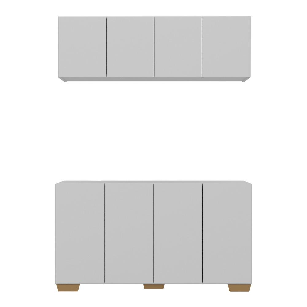 Conjunto Cantinho do Café Armário e Aparador 4 portas Multimóveis MP1085 Branco/Natural