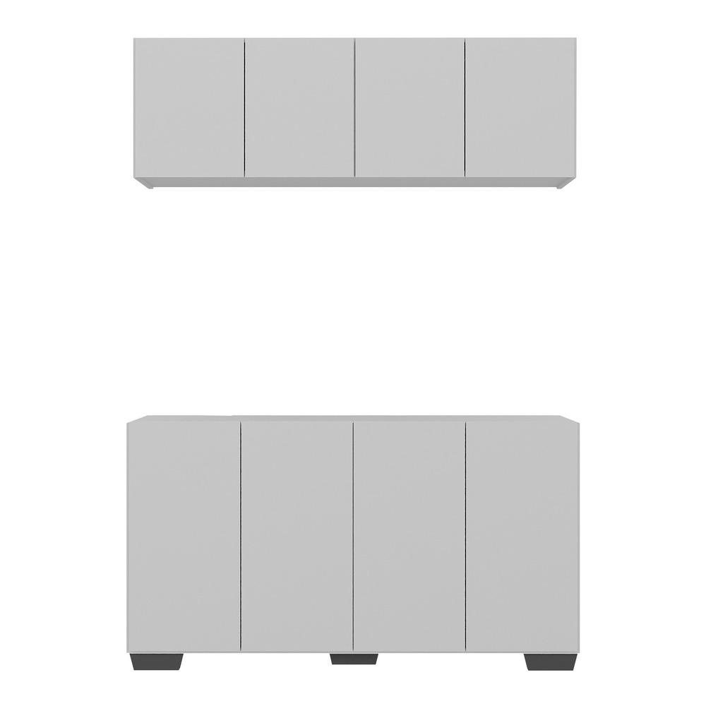 Conjunto Cantinho do Café Armário e Aparador 4 portas Multimóveis MP1085 Branco/Preto
