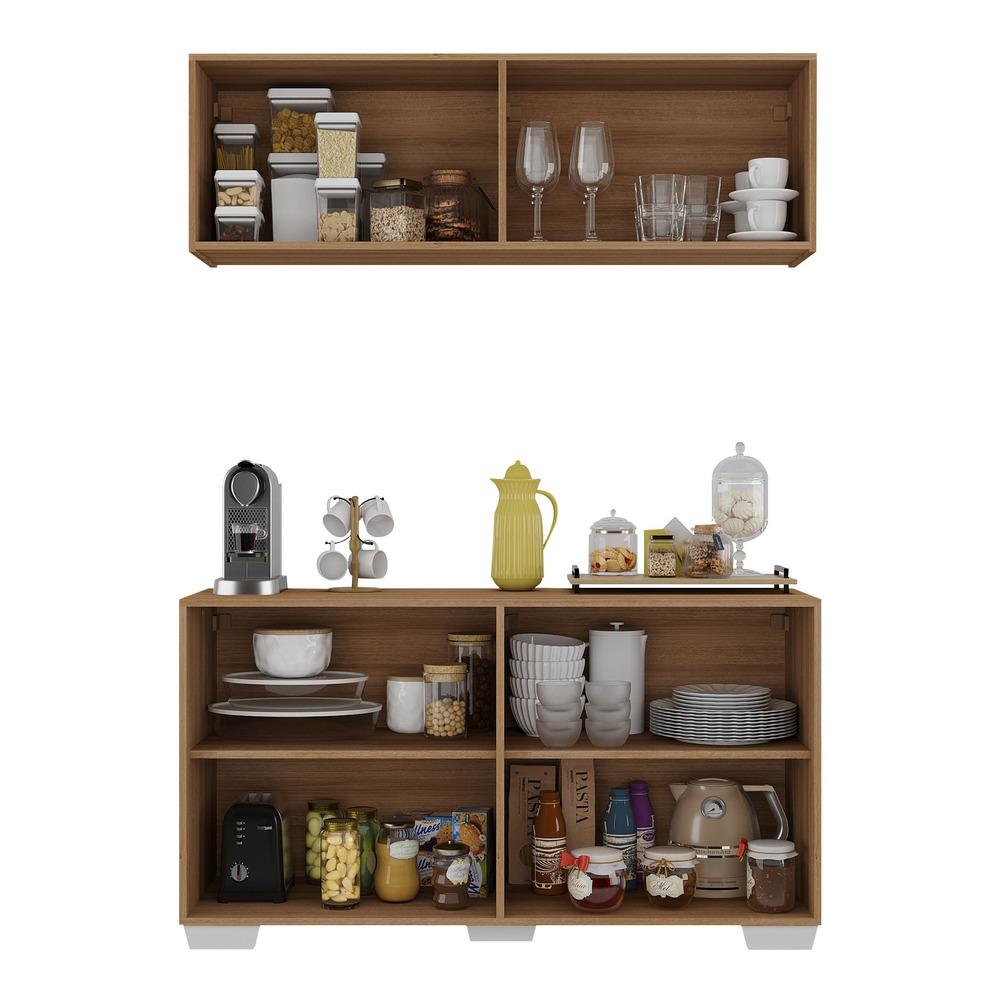 Conjunto Cantinho do Café Armário e Aparador 4 portas Multimóveis MP1085 Rustic/Branco