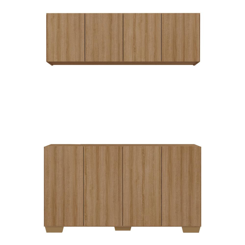 Conjunto Cantinho do Café Armário e Aparador 4 portas Multimóveis MP1085 Rustic/Natural