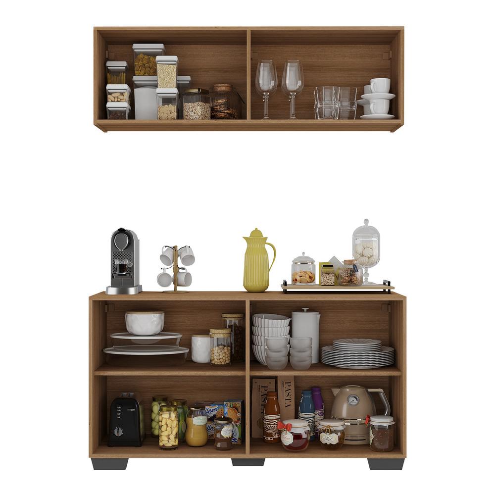 Conjunto Cantinho do Café Armário e Aparador 4 portas Multimóveis MP1085 Rustic/Preto