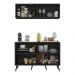 Conjunto Cantinho do Café Retrô Armário e Aparador 4 portas Multimóveis MP1084 Preto