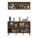 Conjunto Cantinho do Café Retrô Armário e Aparador 4 portas Multimóveis MP1084 Rustic/Natural