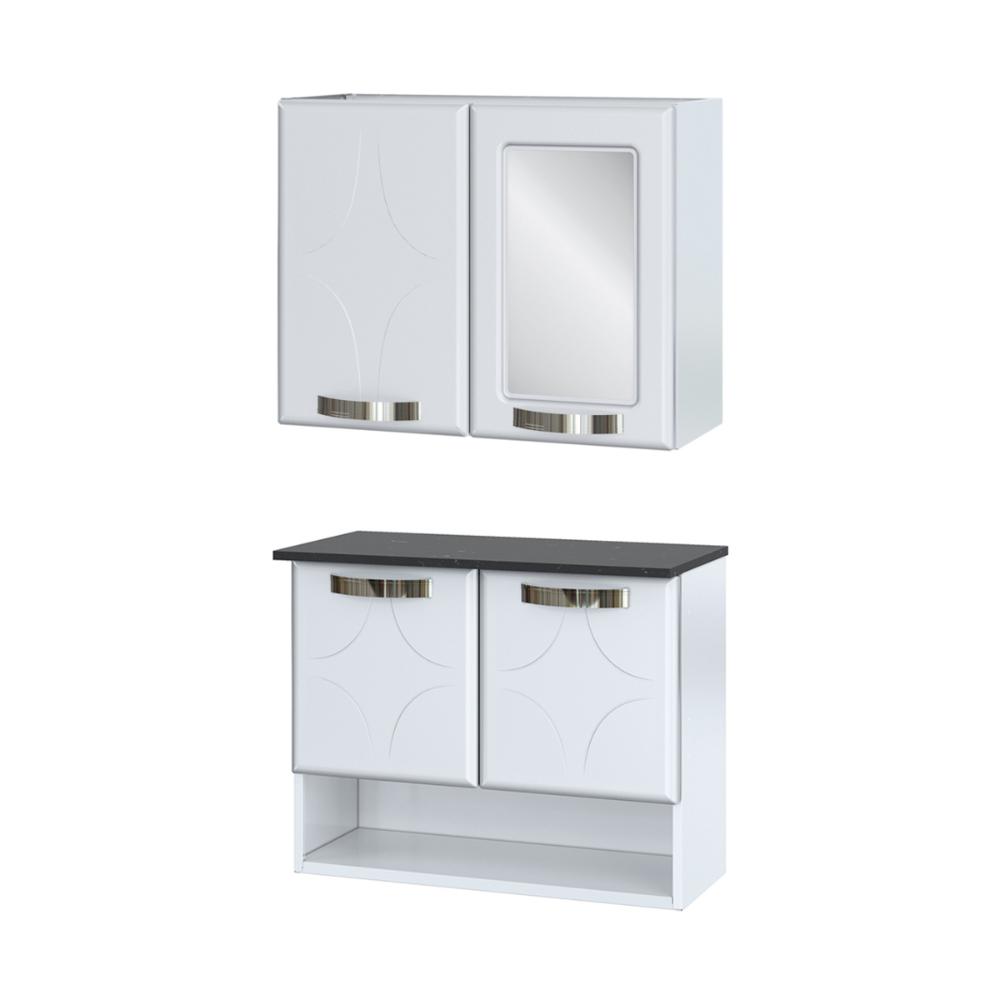 Conjunto Gabinete de Banheiro com Espelheira Suspenso 70,5cm Multimóveis CR10144 Branco