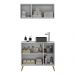 Conjunto Gabinete de Banheiro e Armário Aéreo 3 Portas Retrô Multimóveis MP5055 Branco/Natural