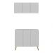 Conjunto Gabinete de Banheiro e Armário Aéreo 3 Portas Retrô Multimóveis MP5055 Branco/Natural