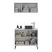 Conjunto Gabinete de Banheiro e Armário Aéreo 3 Portas Retrô Multimóveis MP5055 Branco/Preto