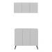 Conjunto Gabinete de Banheiro e Armário Aéreo 3 Portas Retrô Multimóveis MP5055 Branco/Preto