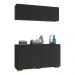 Conjunto Lavanderia Multiuso Armário Aéreo e Balcão 4 Portas Multimóveis MP5054 Preto/Natural